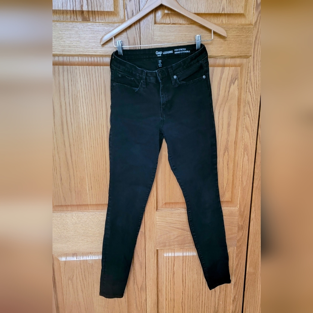 Womens Gap Black Legging Denim Jeans - High-Rise Stretch - Size 6